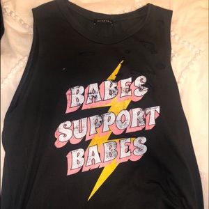 BABES SUPPORT BABES DISTRESSED TANK